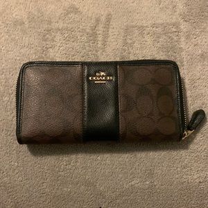 Coach zipper wallet-brown/black leather